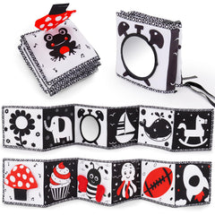 Thremhoo high-contrast soft book with mirror engages baby's gaze