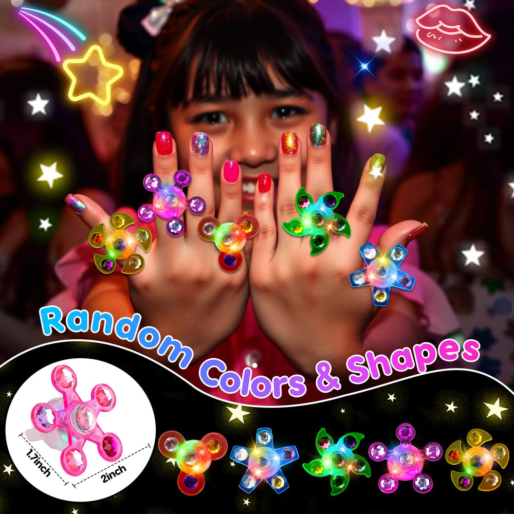 Thremhoo LED spinner ring blue close-up, a colorful fidget for kids during Valentine cards.