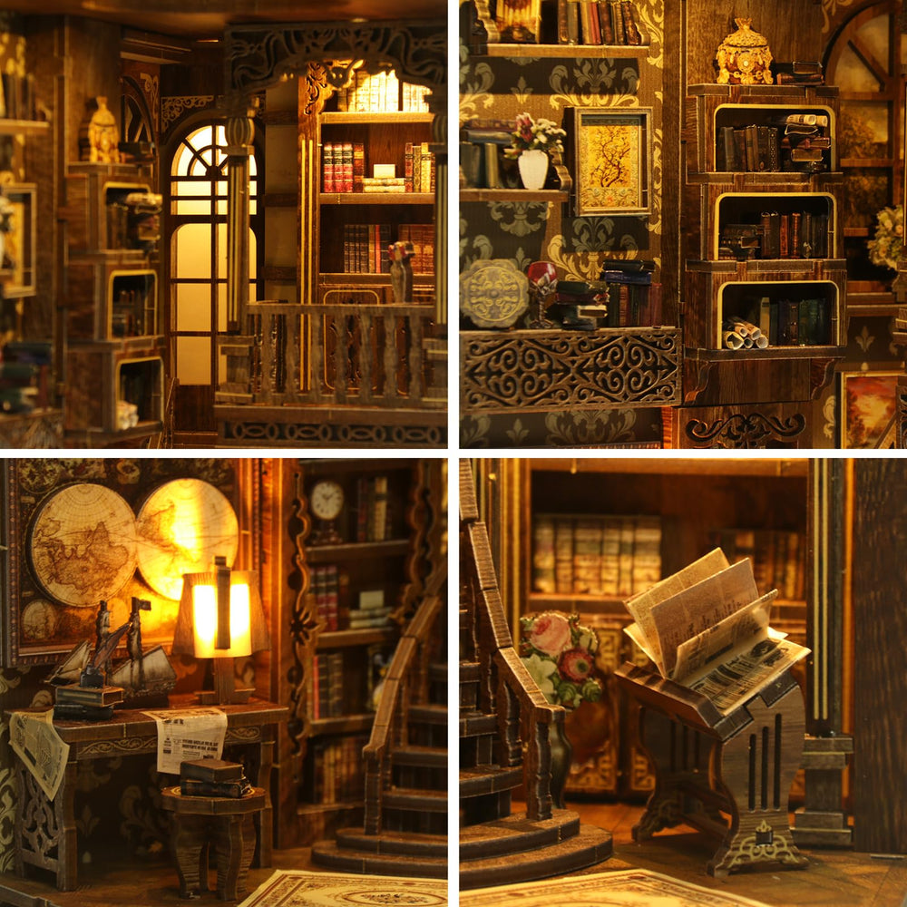 THRIVINGIVAN Book Nook Kit unboxing reveals precise wood pieces and thoughtful packaging
