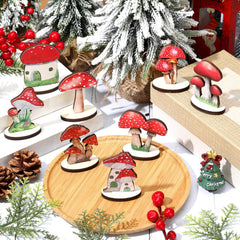 Thyle baby shower decor mushrooms enliven centerpiece tables and photo areas.