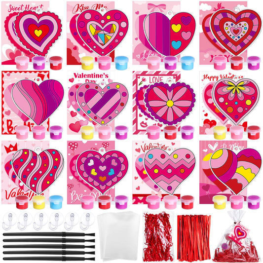 Thyle Valentine heart suncatchers design set displayed for window display and classroom sharing