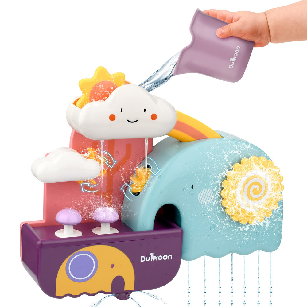 TI-TOO baby bath toy with waterwheel under a cloud for early science exploration