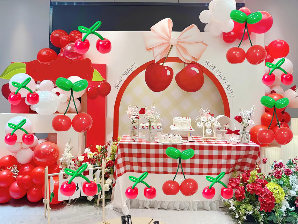 TiAaihion cherry balloon arch ideas for eye-catching party decor.