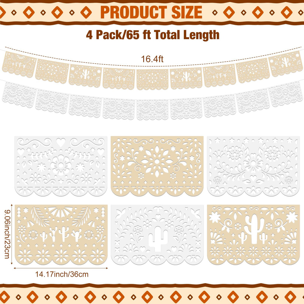 Tiamon cielito-lindo pattern banner in cream and white adds festive flair.