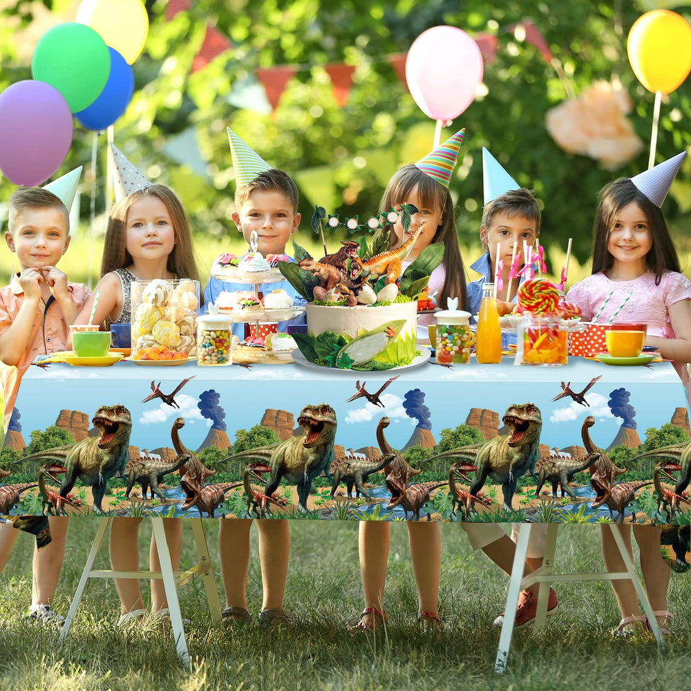 Tiamon dinosaur tablecloth durable plastic blue withstands spills during celebrations