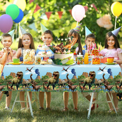 Tiamon dinosaur tablecloth durable plastic blue withstands spills during celebrations
