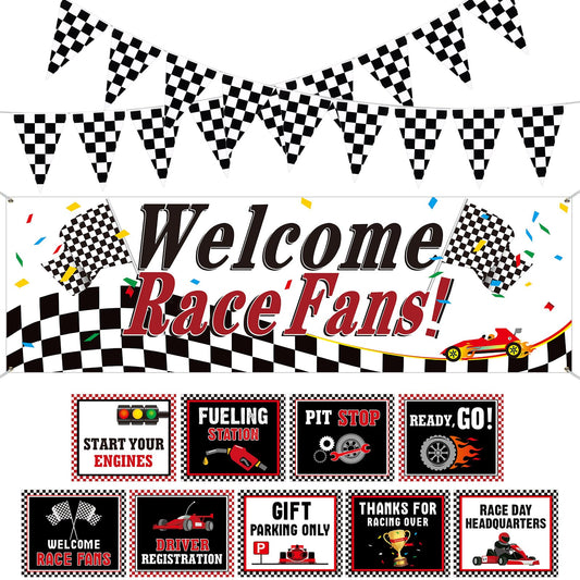 Tiamon racing car pennant banner 8ft adds vibrant race energy to any party backdrop