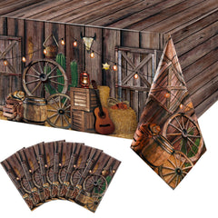 Tiamon western-cowboy tablecloth: durable protection for birthday parties.