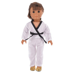 TianBo 18-inch doll karate outfit in action, perfect for storytelling and imaginative adventures