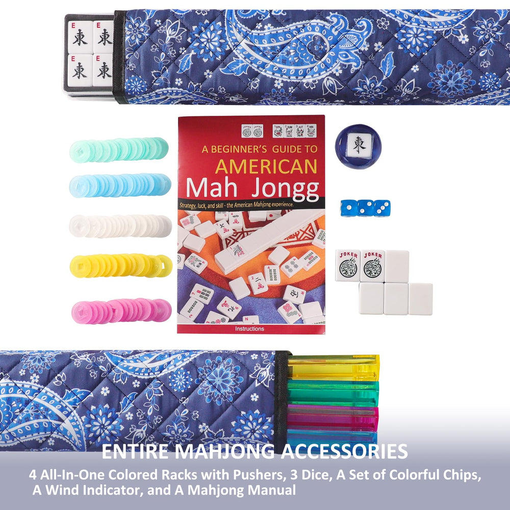 TIASUSAN blue bag with accessories keeps mahjong gear organized and portable.