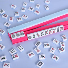 TIASUSAN Mahjong racks with pushers are made from durable plastic for frequent use.