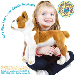 TigerHart Bobby plush, side view, poseable joints enable playful poses and storytelling.