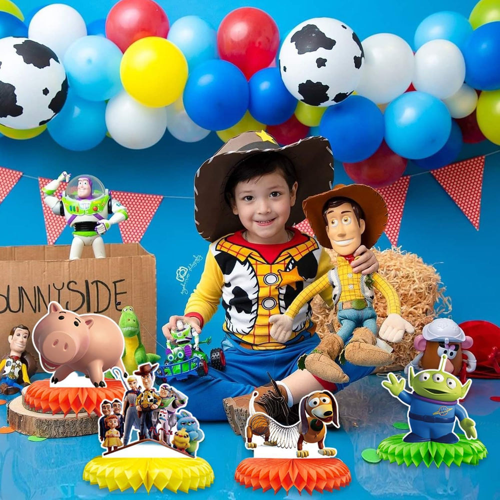 Tihufe Toy Story honeycomb centerpiece versatile decor for birthdays and family events.