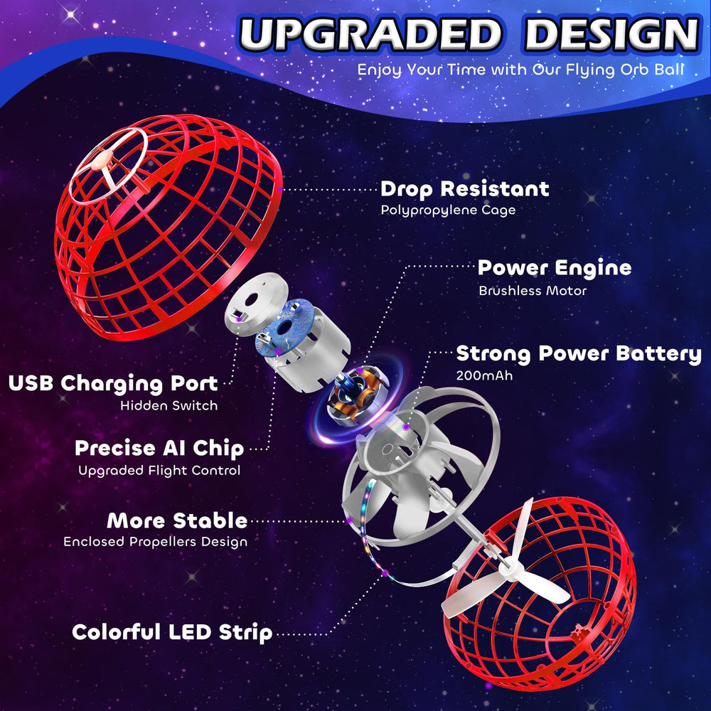Tikduck Flying Orb Ball charges via USB for quick, ready-to-play sessions.