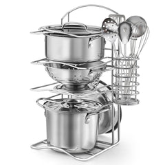 TikOnsYol 12Pcs pots-and-rack set for imaginative play and organization.