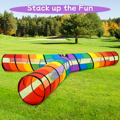 Colorful rainbow tunnel encourages active exploration and imagination