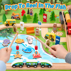 TikTiles Wooden Train Set puzzle board sparks cognitive challenges