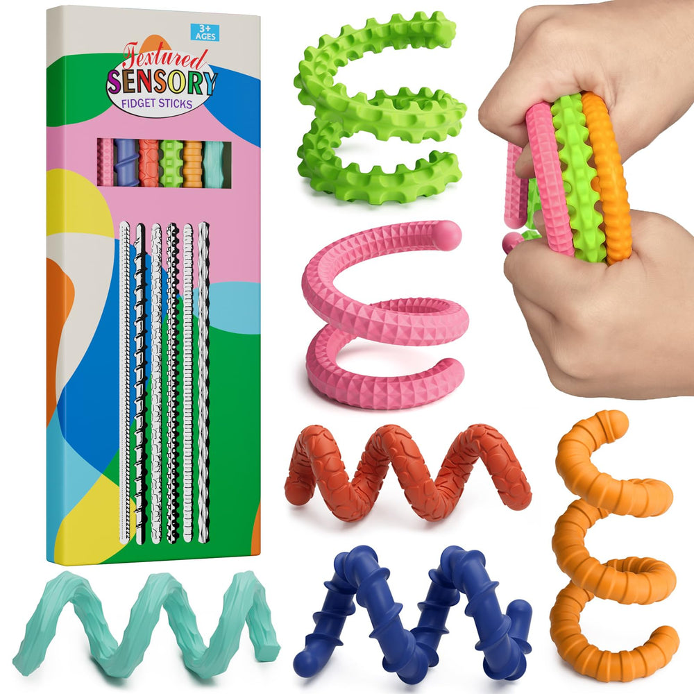 Tikwork sensory fidget stick with bright colors for focus and tactile engagement.