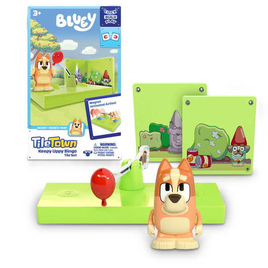 Tile Town Bluey Keepy Uppy Bingo magnetic tiles setβcolorful pieces spark imaginative storytelling.