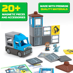 Tile Town Dino Escape truck carries action scenes and rescue missions.