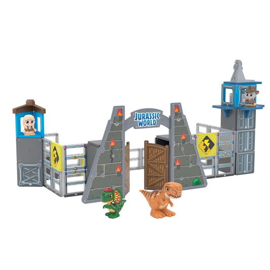 Tile Town Jurassic World gate-escape set shows magnetic tiles for imaginative play and storytelling