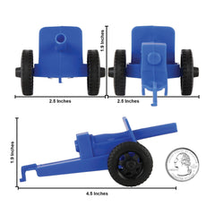 Tim Mee Toy artillery cannons with blue color and rolling wheels for smooth play