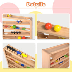 Timfuis wooden car ramp balls closeup shows safe, non toxic accessories