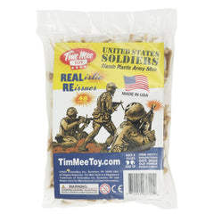 TimMee 60mm mortar operator in tan ideal for diorama-style setups and play.