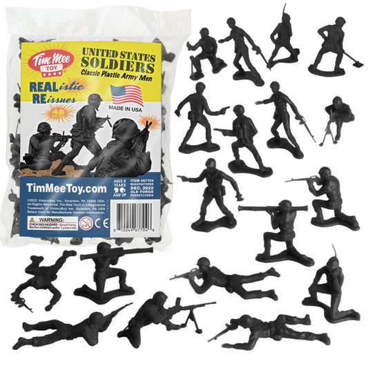 TimMee Plastic Army Men black 48pc figures for imaginative play and display.