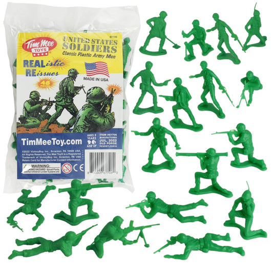 TimMee Plastic Army Men green 48pc front-row figures for imaginative battles and open-ended play.