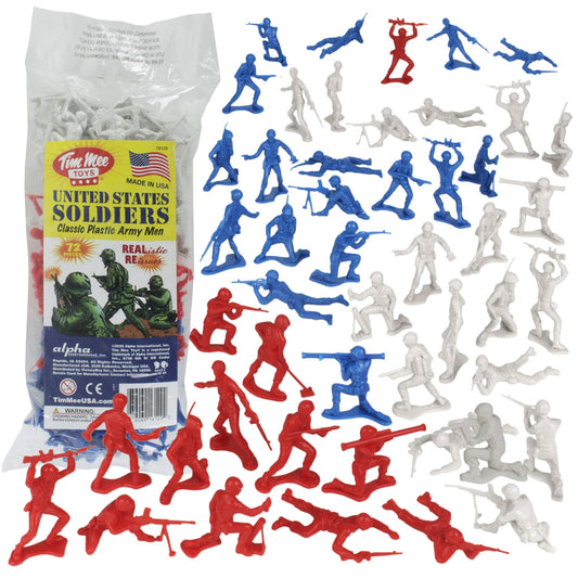TimMee Plastic Army Men red-white-blue pack for classic backyard battles and display