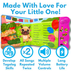Tin Tin Learns Tagalog built-in-batteries ready for playtime listening sessions.