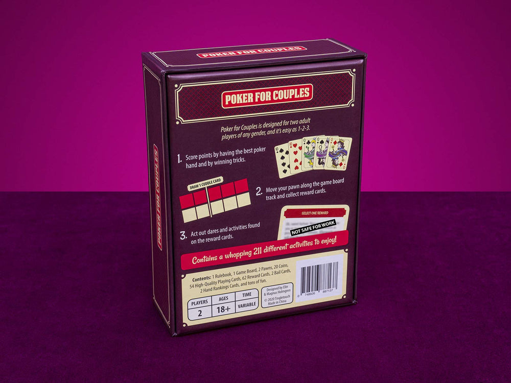 Tingletouch Poker for Couples quick and advanced cards displayed.