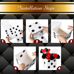 Tinlade white dice decor for casino theme events, creates visual interest.
