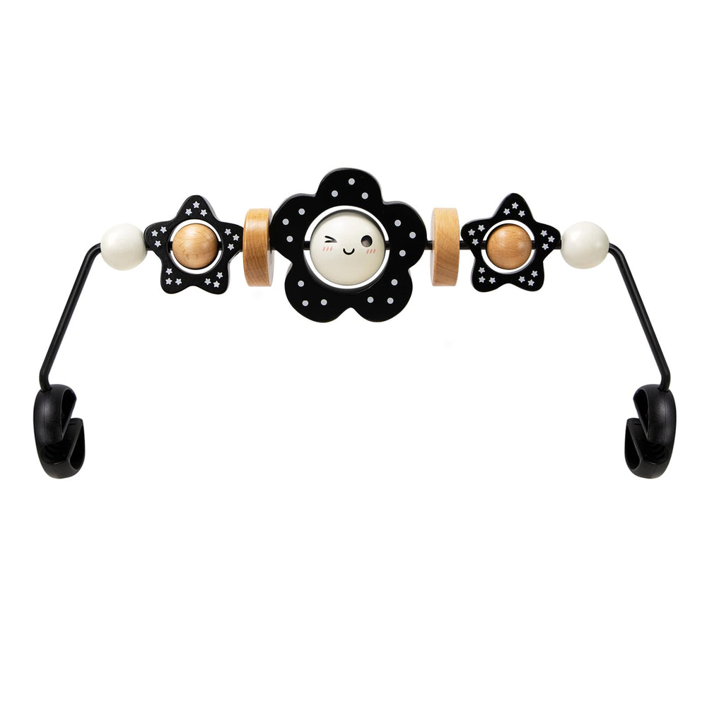TinlyFinly baby bouncer toy bar attachment showing secure compatibility for Baby Bjorn bouncers, ensuring safe setup.