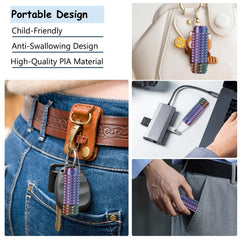 Tino hiahia keychain clip keeps Little Ouchies handy on bags.