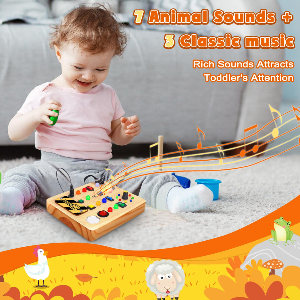 TINTECUSA Busy Board colorful buttons support sensory exploration during travel.