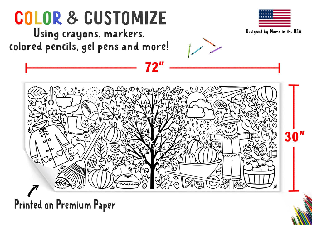 Tiny Expressions fall coloring banner ideal for group activity at parties