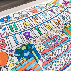 Tiny Expressions 30 by 72 inches coloring banner highlights large creative space