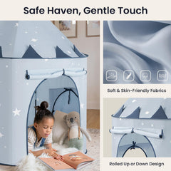 Tiny Land 3-in-1 blue tunnel assembly showing quick setup