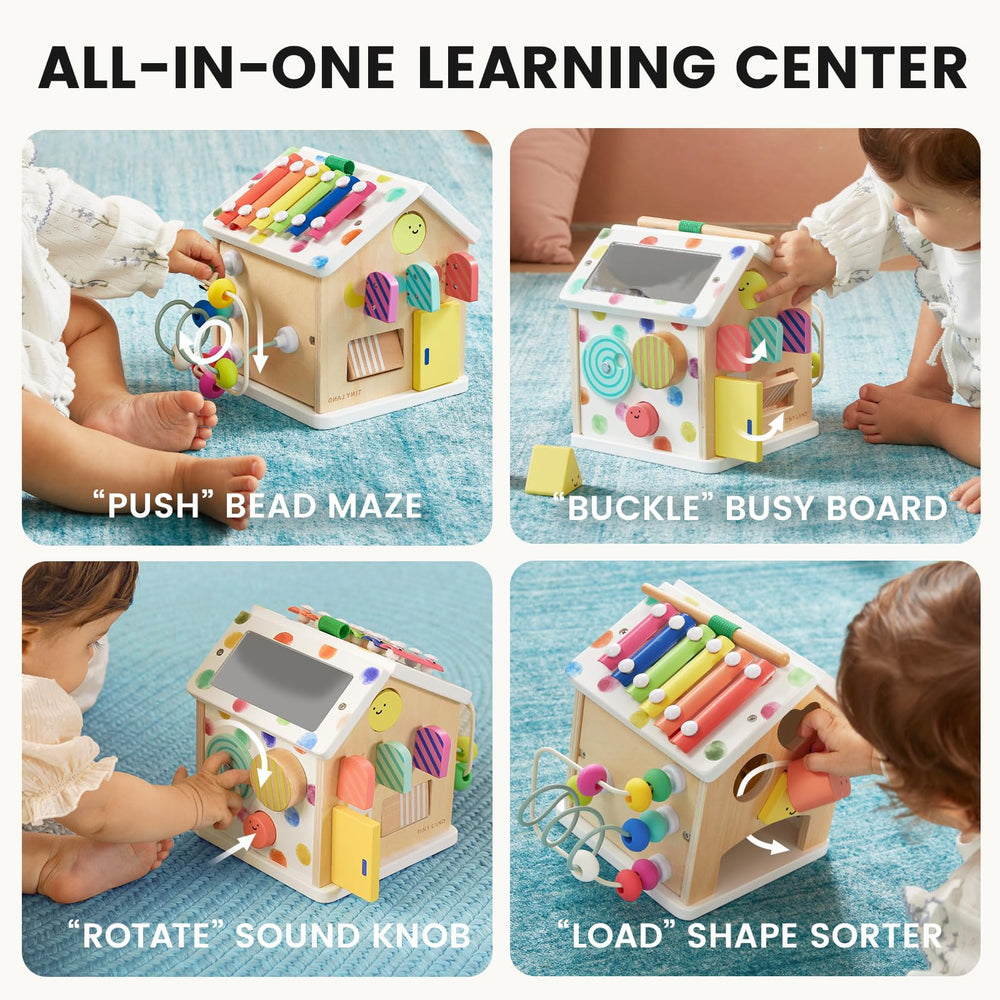 Tiny Land 9-in-1 cube mirror side fosters self-awareness during play.