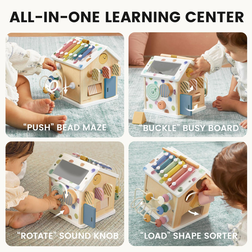 Tiny Land mirror on the cube supports self-awareness during exploration.
