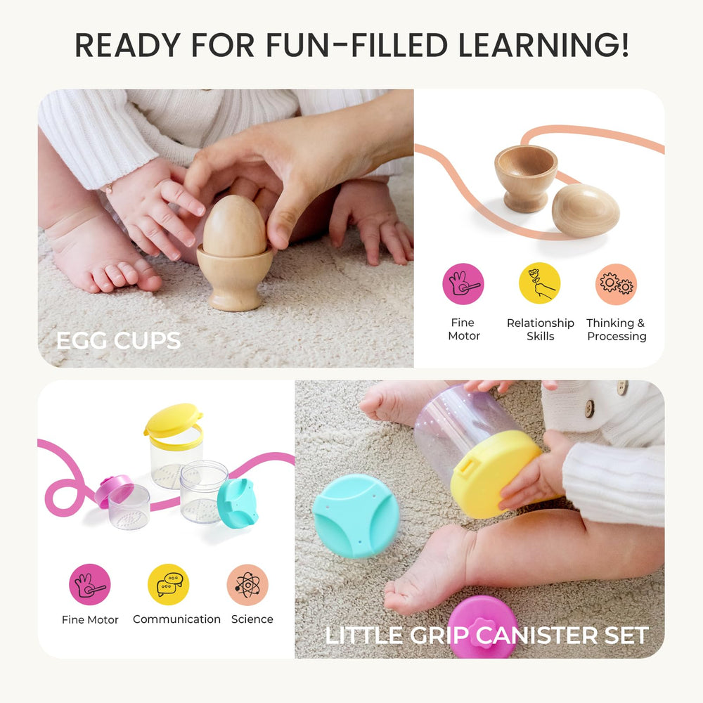 Tiny Land baby playtime overview shows a complete 5-in-1 learning kit.