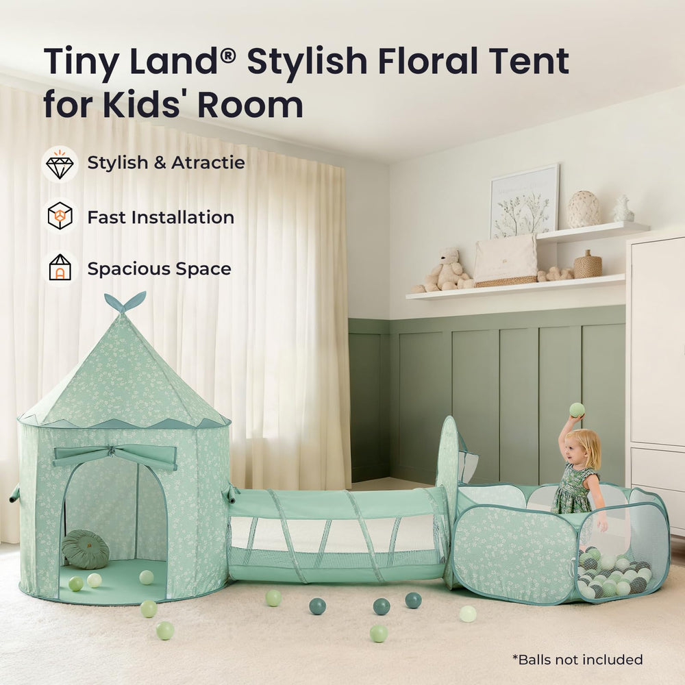 Tiny Land play tent with breathable mesh panels for airflow and visibility