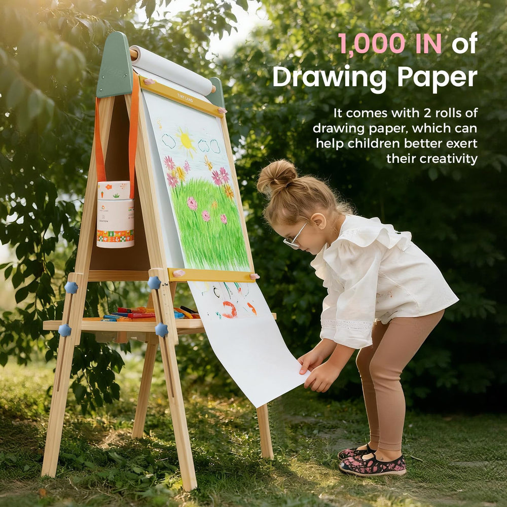 Tiny Land chalkboard surface invites imaginative writing and drawing sessions.