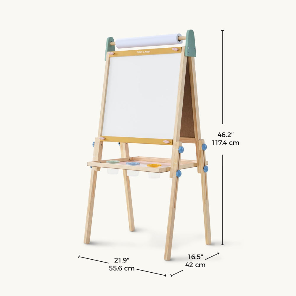 Tiny Land pink-design easel adds cheerful focal point to play areas.