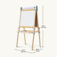 Tiny Land pink-design easel adds cheerful focal point to play areas.