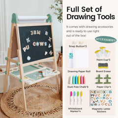 Tiny Land wooden art station provides a sturdy base for drawing and painting.