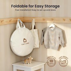 Tiny Land Khaki Castle Tent storage bag for effortless transport.