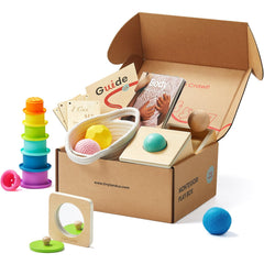 Tiny Land Object Permanence Box promotes early problem solving and tactile discovery.